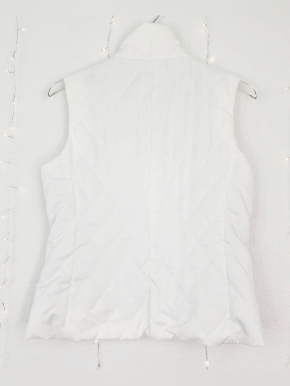 Burberry White Turtleneck Quilted Nova Check Plaid Puffer Vest Sz Small Pockets - Picture 2 of 4